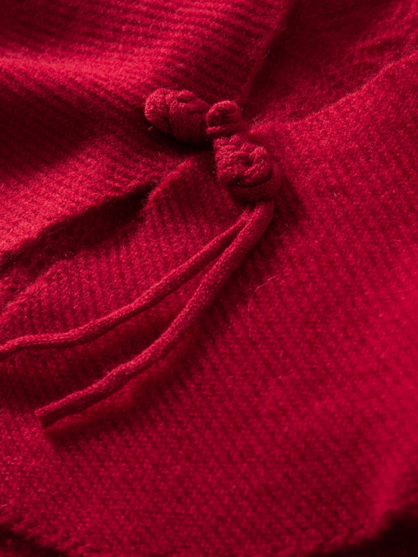 Maesel - Red Chinese Knot Cashmere Cape | The Cashmere Studio