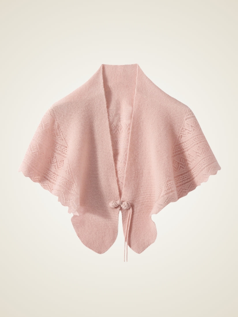 Maesel - Pink Chinese Knot Cashmere Cape | The Cashmere Studio