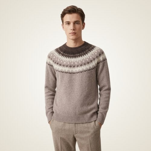 Ansel - Knitted Yoke Cashmere Sweater | The Cashmere Studio