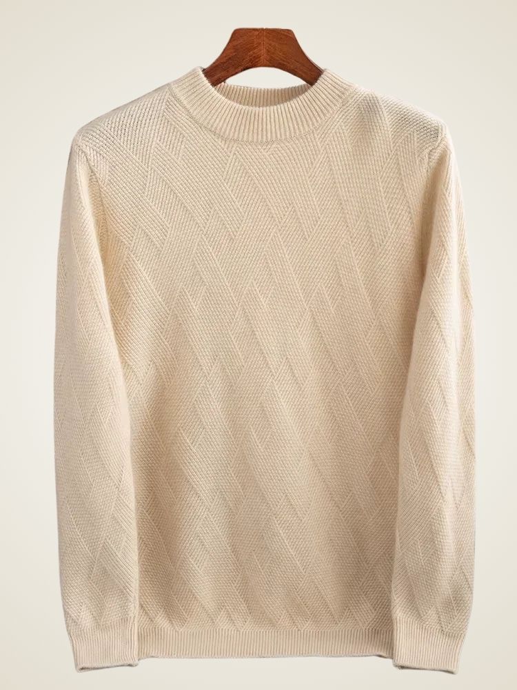 Ethan - Beige Crewneck Cashmere Sweater | The Cashmere Studio