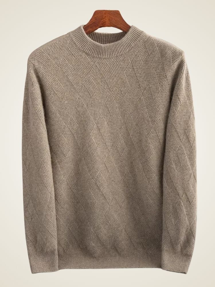 Ethan - Dark Camel Crewneck Cashmere Sweater | The Cashmere Studio