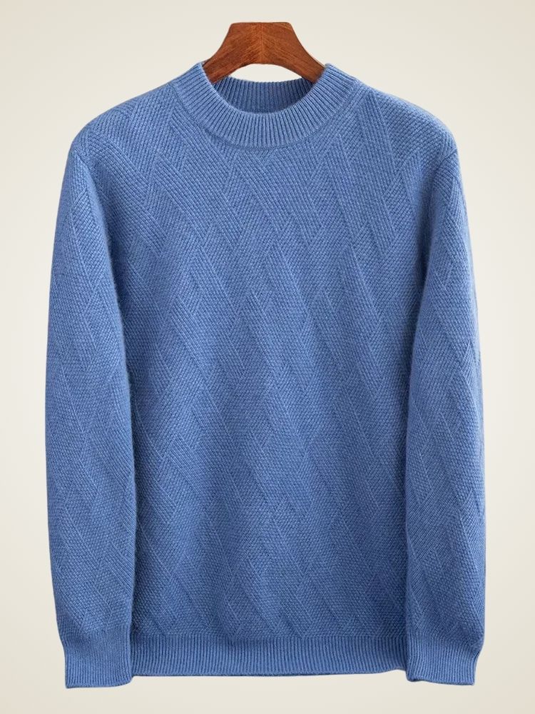 Ethan - Blue Crewneck Cashmere Sweater | The Cashmere Studio