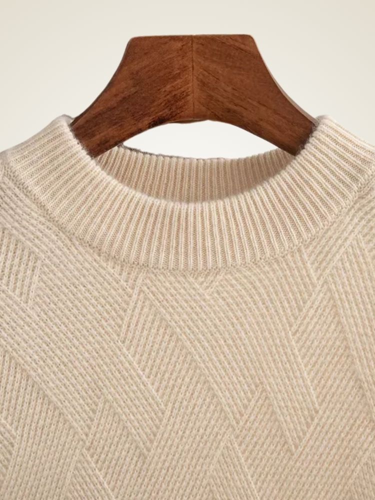 Ethan - Beige Crewneck Cashmere Sweater | The Cashmere Studio