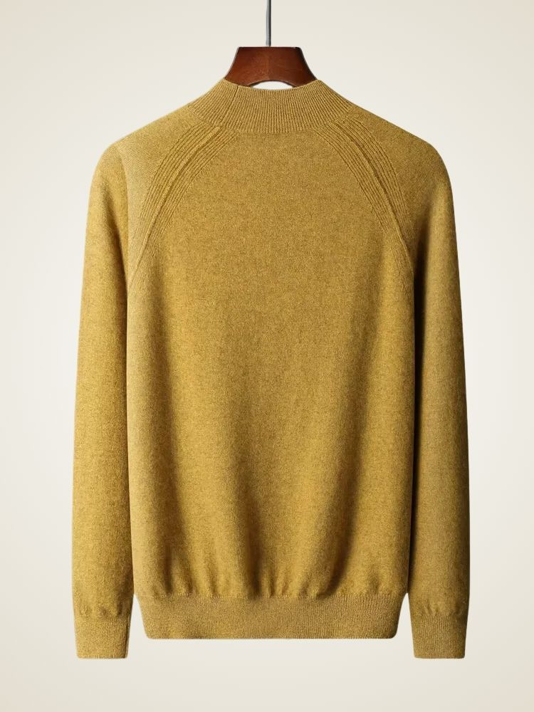 Lucas - Mustard Mock Neck Cashmere Sweater | The Cashmere Studio