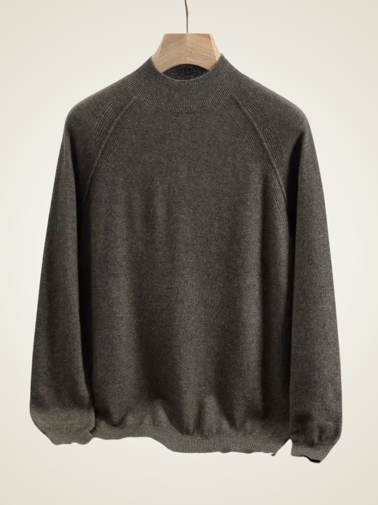 Lucas - Gray Mock Neck Cashmere Sweater | The Cashmere Studio