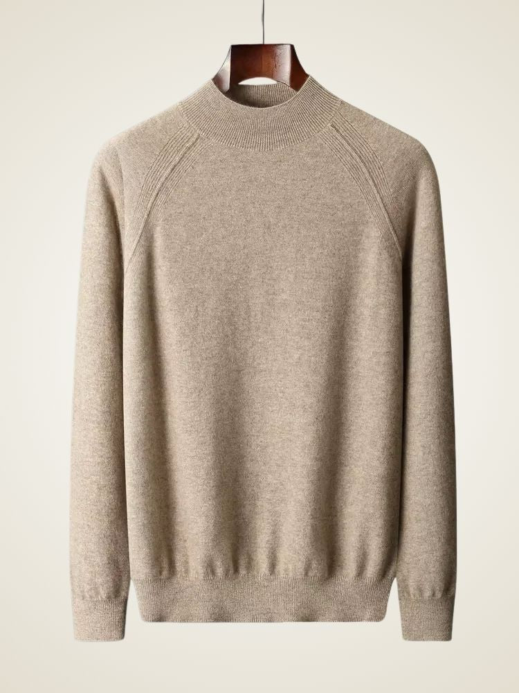 Lucas - Camel Mock Neck Cashmere Sweater | The Cashmere Studio