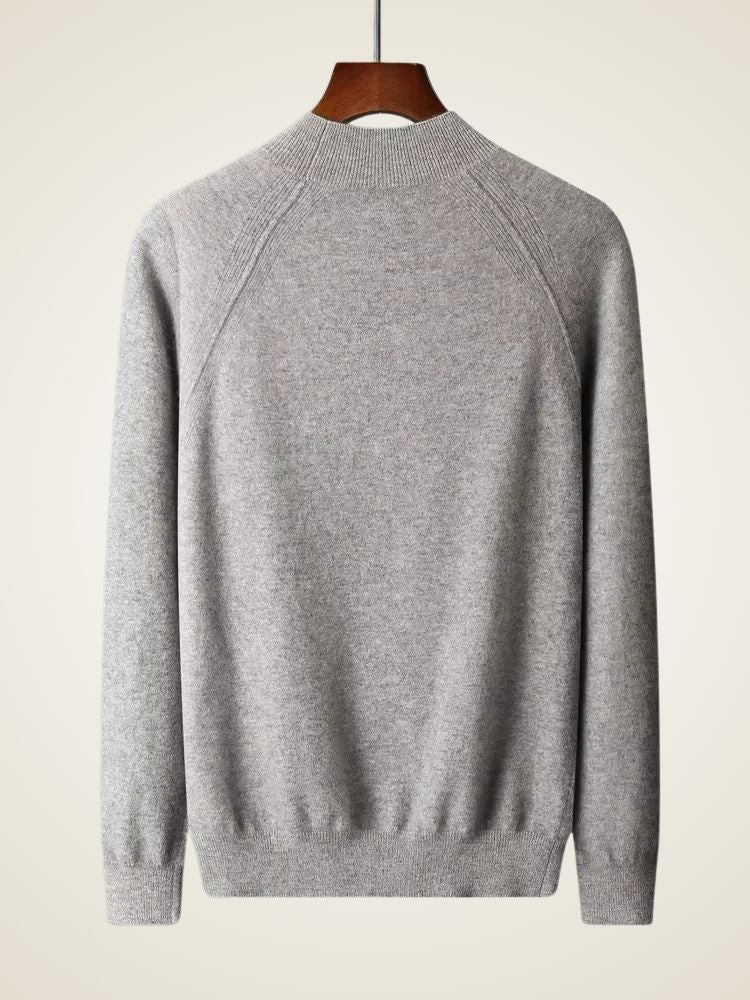 Lucas - Light Gray Mock Neck Cashmere Sweater | The Cashmere Studio