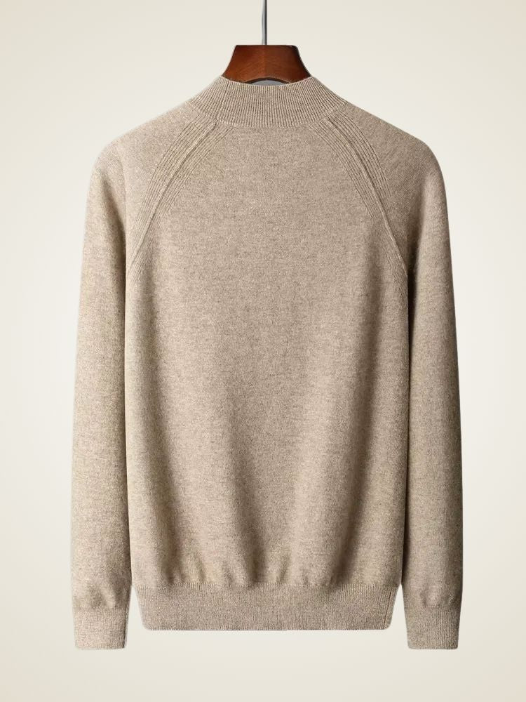 Lucas - Camel Mock Neck Cashmere Sweater | The Cashmere Studio