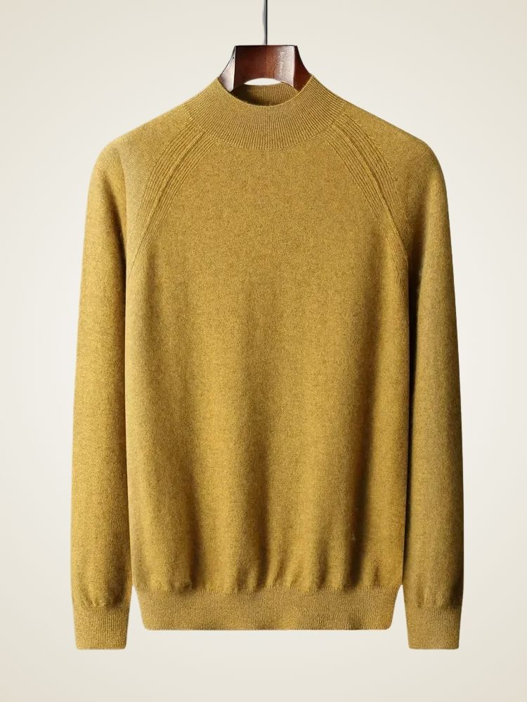 Lucas - Mustard Mock Neck Cashmere Sweater | The Cashmere Studio