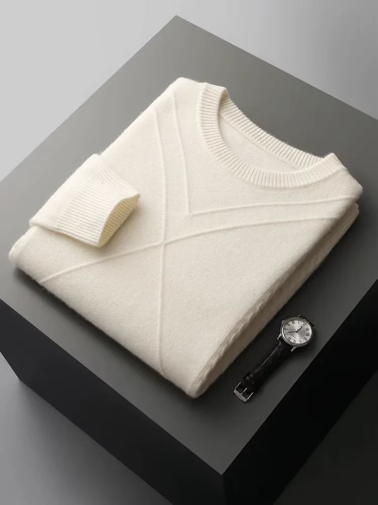 Phillip - White Crewneck Cashmere Sweater | The Cashmere Studio