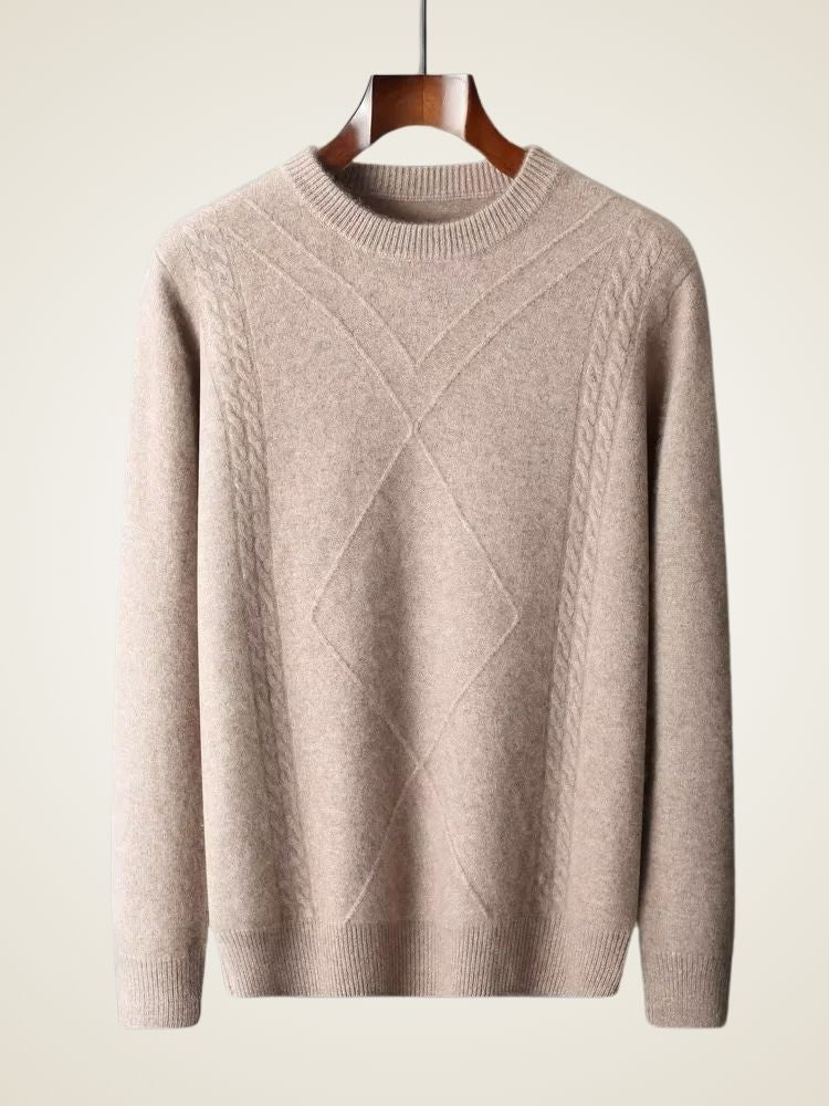 Phillip - Camel Crewneck Cashmere Sweater | The Cashmere Studio