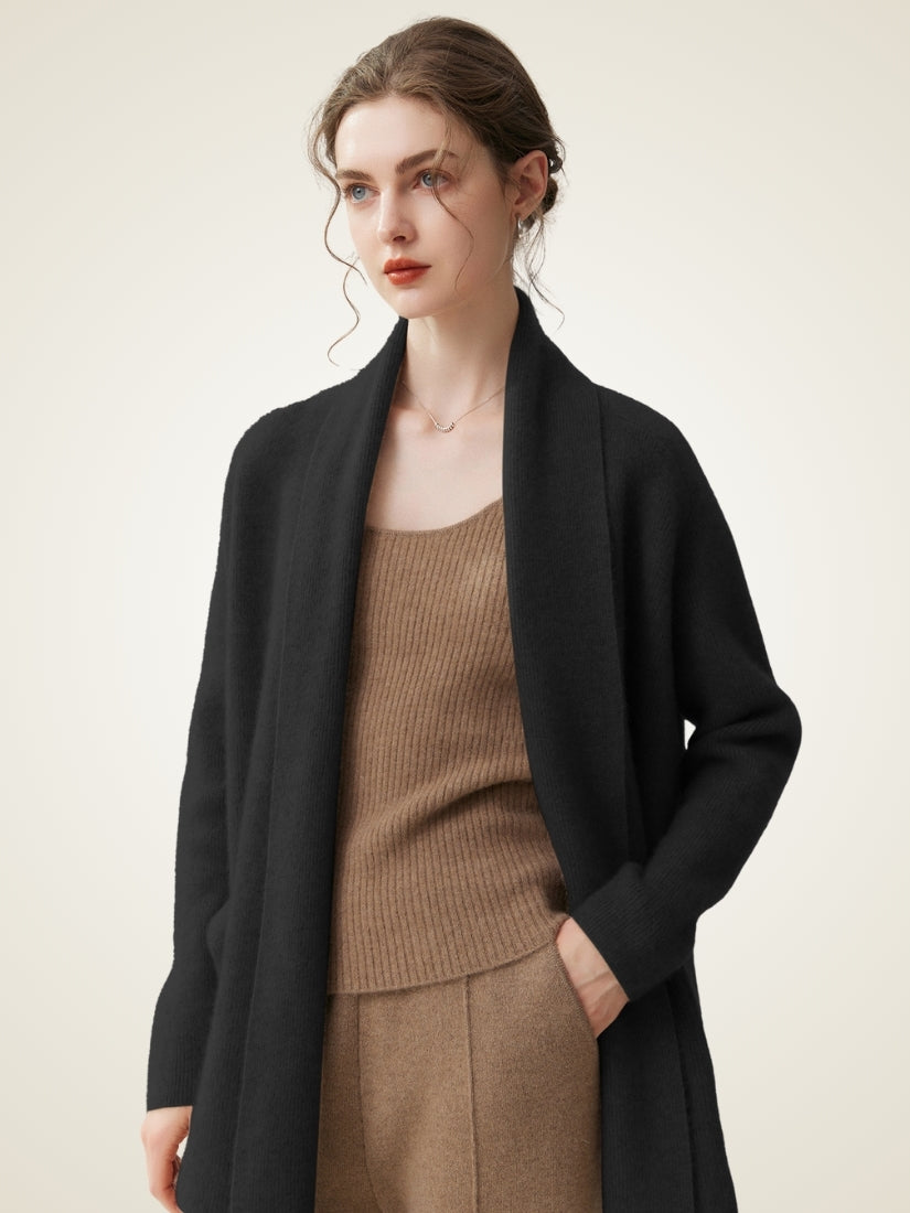 Meranys - Black Belted Cashmere Cardigan | The Cashmere Studio