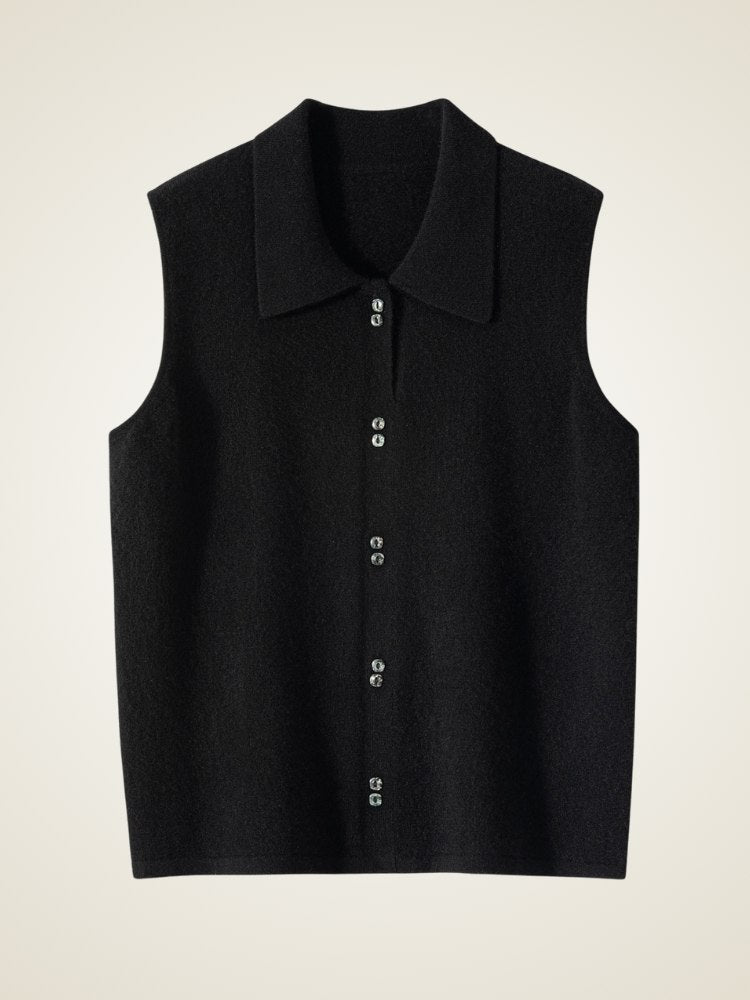 Miravine - Black Cashmere Vest | The Cashmere Studio