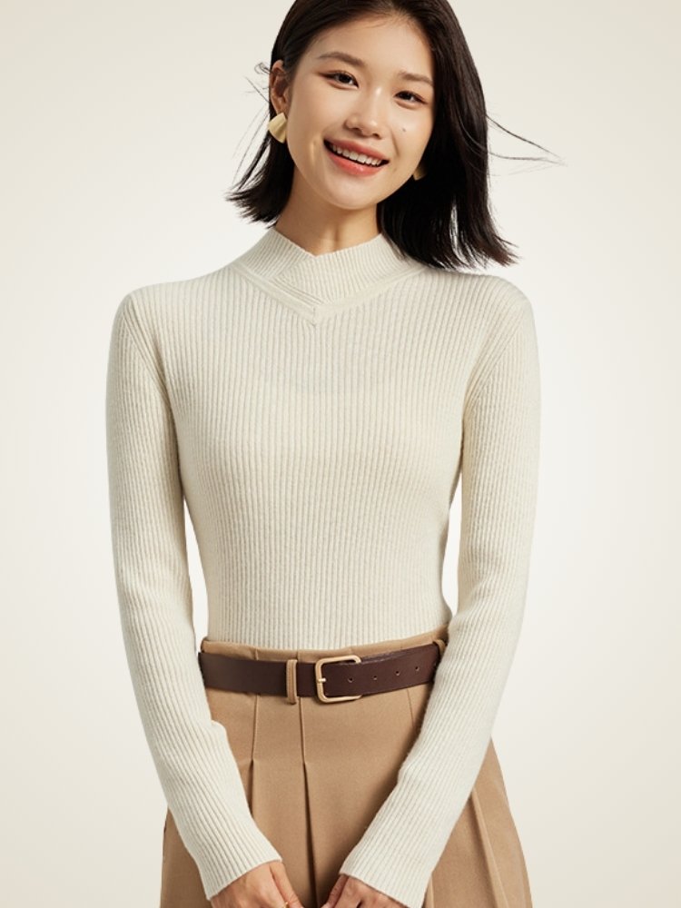 Alenia - Mock Neck Cashmere Sweater | The Cashmere Studio