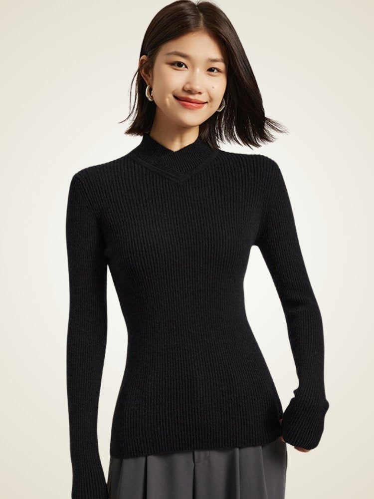 Alenia - Mock Neck Cashmere Sweater | The Cashmere Studio