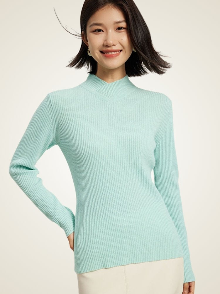 Alenia - Mock Neck Cashmere Sweater | The Cashmere Studio