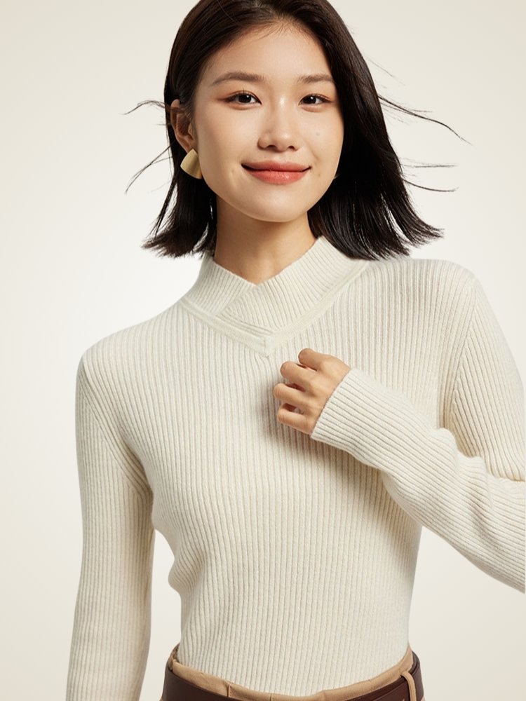 Alenia - Mock Neck Cashmere Sweater | The Cashmere Studio
