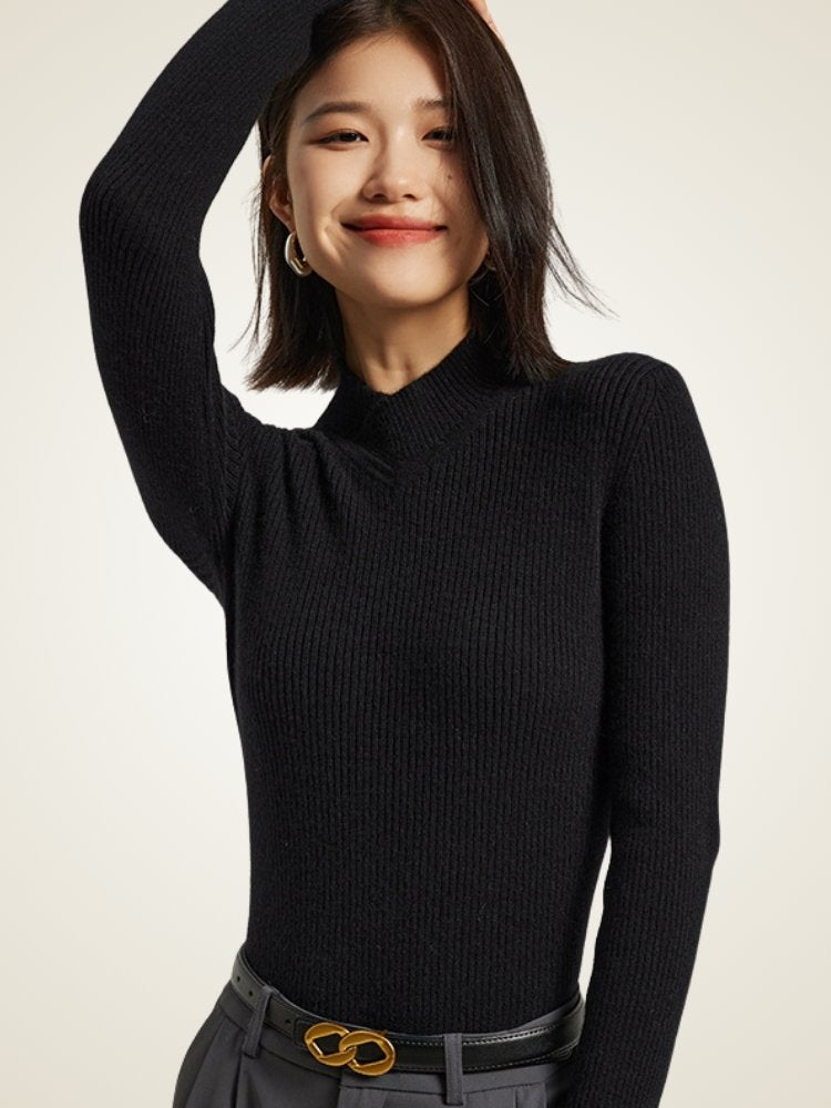 Alenia - Mock Neck Cashmere Sweater | The Cashmere Studio