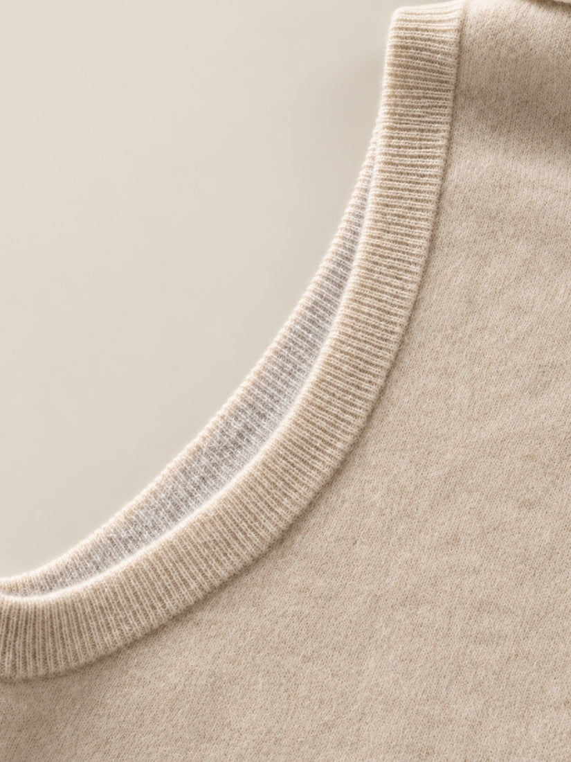 Nael — Beige Hooded Zip Cashmere Vest | The Cashmere Studio