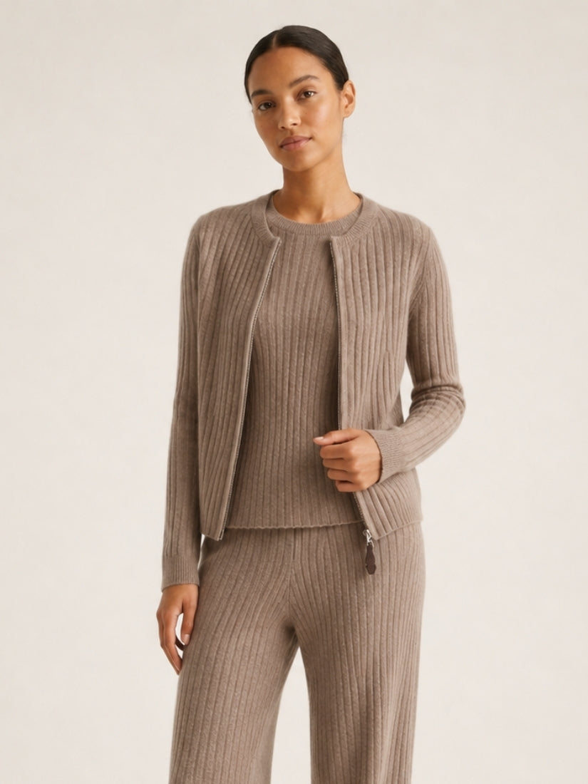 Naralisse - Taupe Cashmere Cardigan | The Cashmere Studio