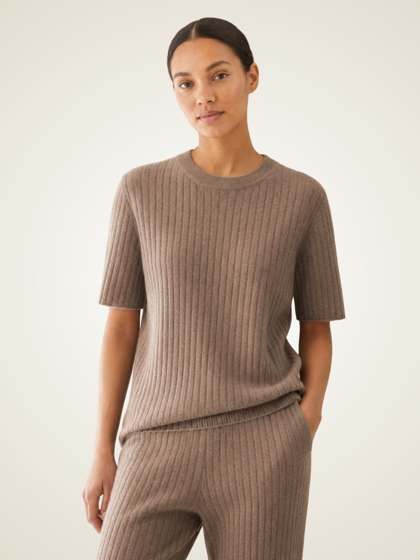 Naralisse - Taupe Cashmere Top | The Cashmere Studio