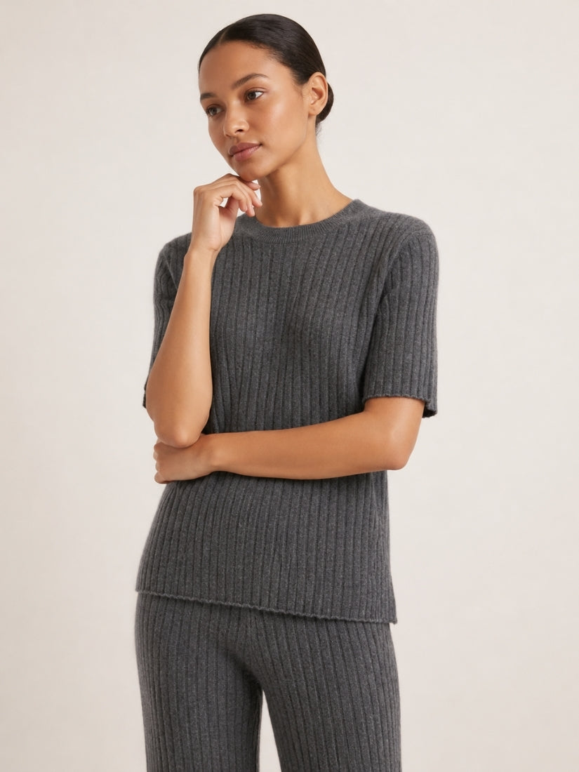 Naralisse - Dark Gray Cashmere Top | The Cashmere Studio