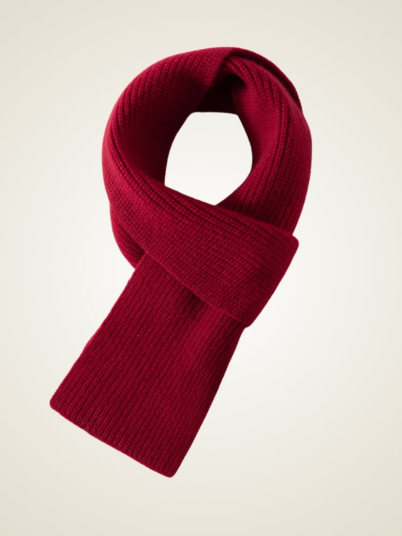 Norell - Red Ribbed Cashmere Scarf | The Cashmere Studio