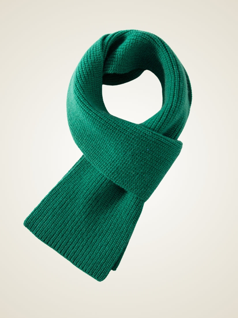 Norell - Green Ribbed Cashmere Scarf | The Cashmere Studio