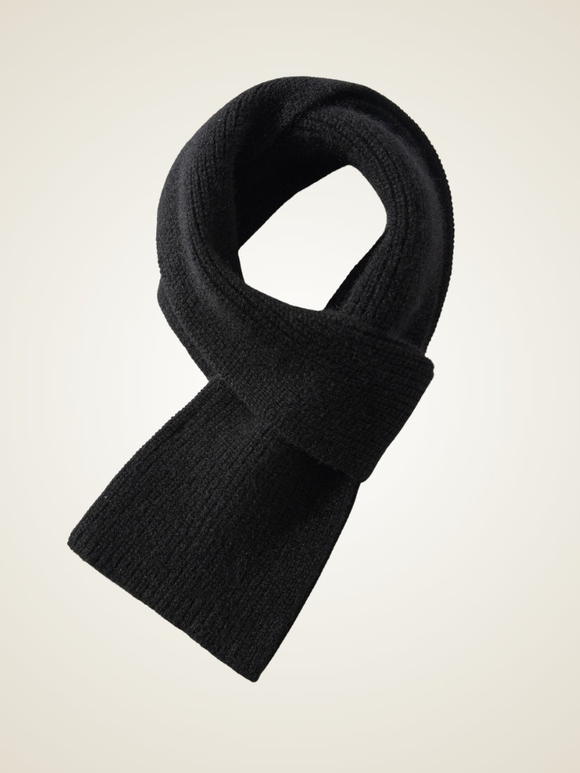 Norell - Black Ribbed Cashmere Scarf | The Cashmere Studio