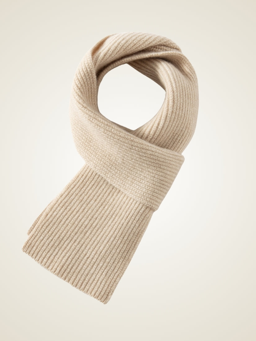 Norell - Beige Ribbed Cashmere Scarf | The Cashmere Studio