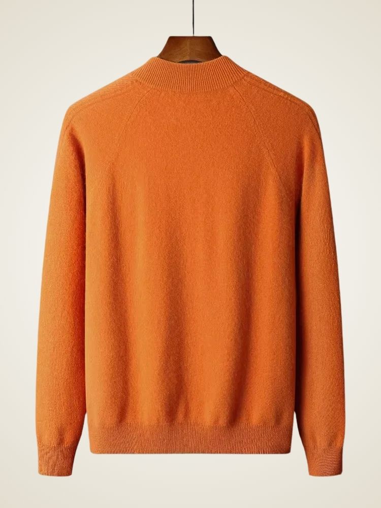 Caleb - Orange Zip Up Cashmere Cardigan | The Cashmere Studio