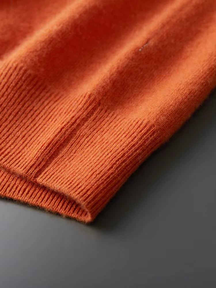 Caleb - Orange Zip Up Cashmere Cardigan | The Cashmere Studio