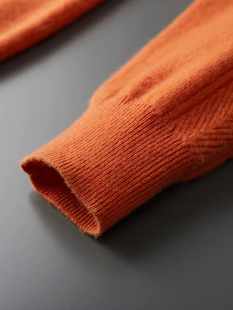 Caleb - Orange Zip Up Cashmere Cardigan | The Cashmere Studio