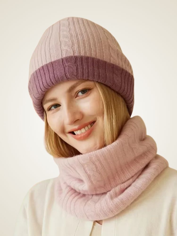 Josie -  Purple Reversible Beanie Cashmere | The Cashmere Studio