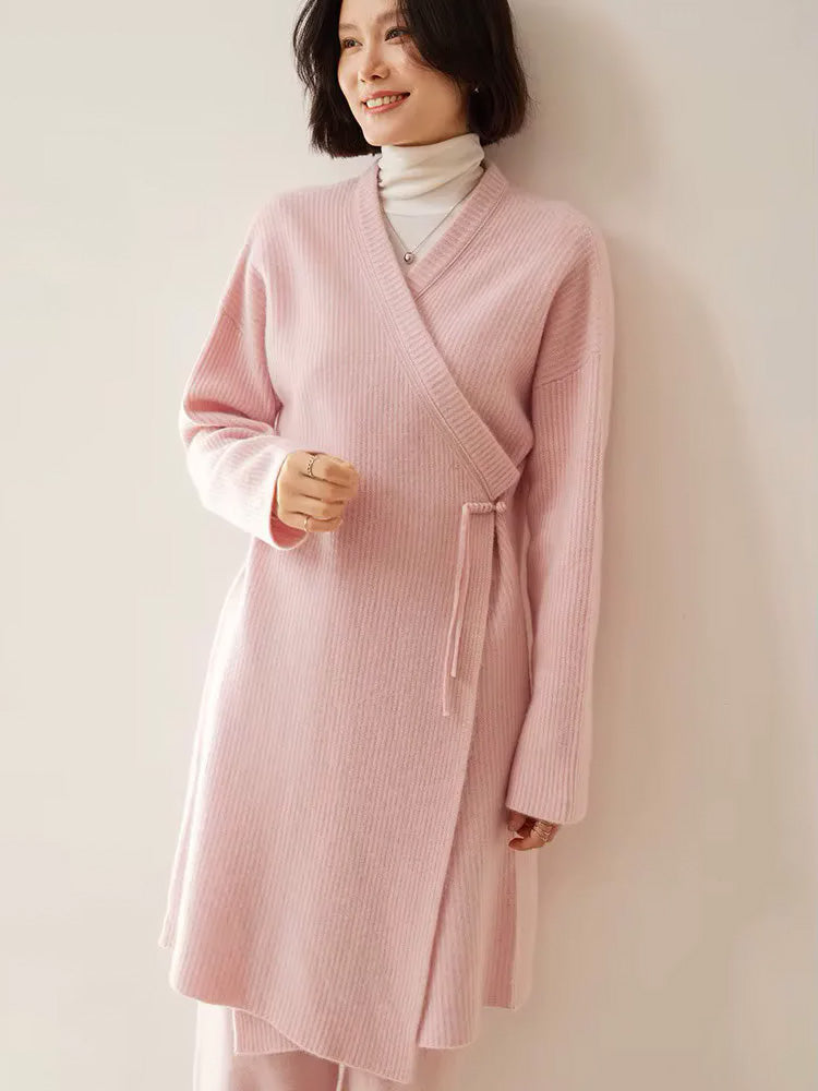 Julia - Pink Long Cashmere Cardigan | The Cashmere Studio