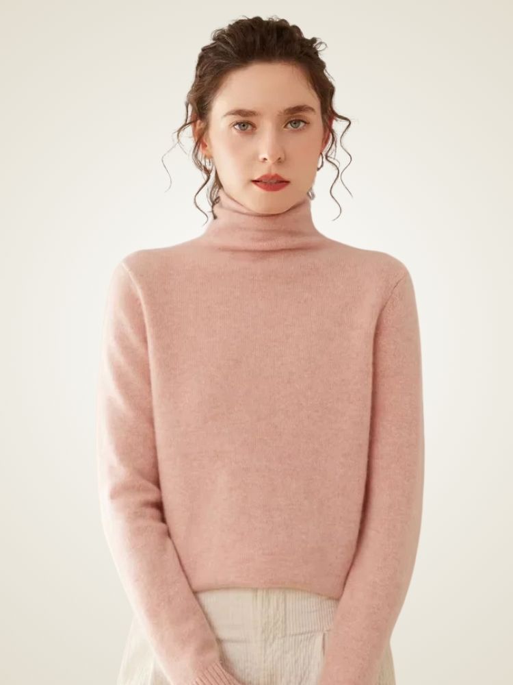 Anastasia - Pink Cashmere Turtleneck | The Cashmere Studio