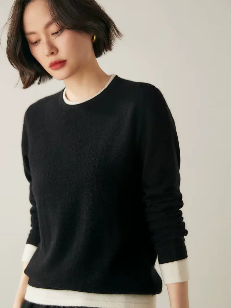 Rachel - Double Crewneck Cashmere Sweater | The Cashmere Studio