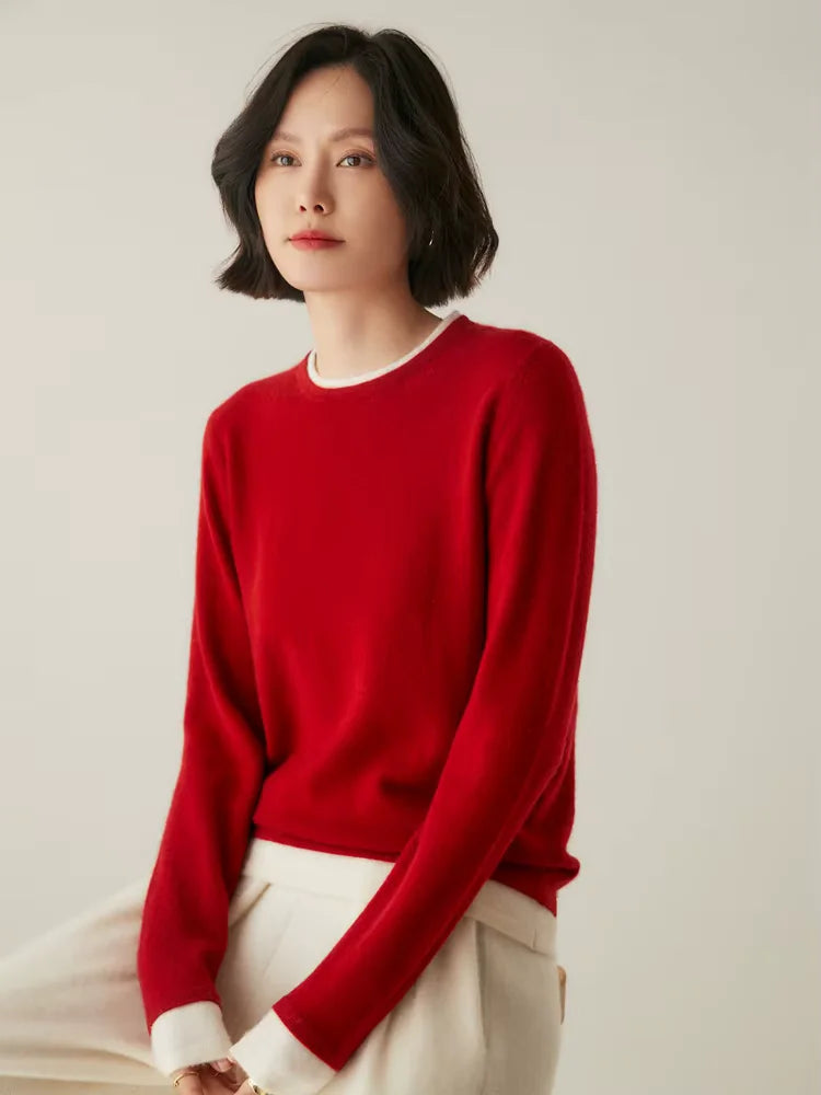 Rachel - Double Crewneck Cashmere Sweater | The Cashmere Studio