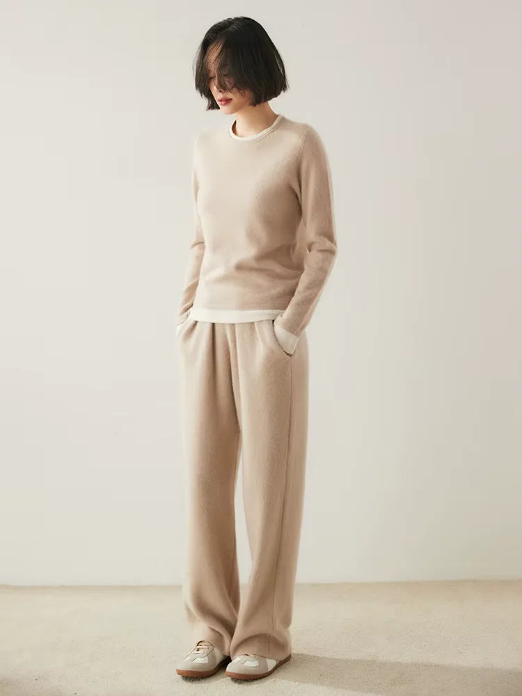 Rachel - Double Crewneck Cashmere Sweater | The Cashmere Studio