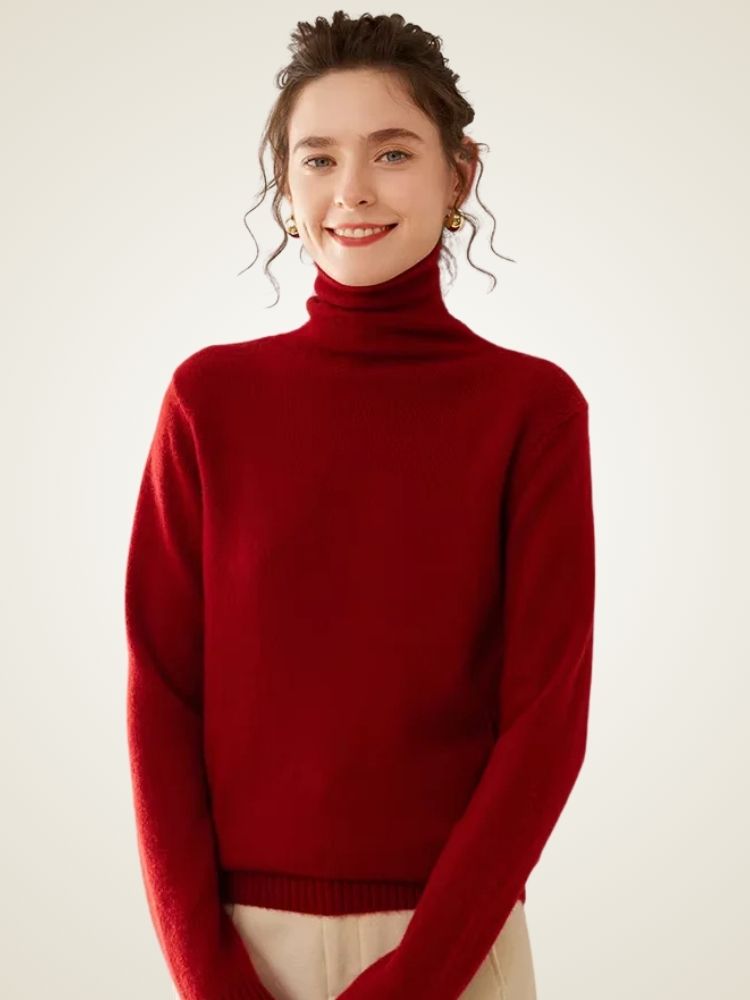 Anastasia - Red Cashmere Turtleneck | The Cashmere Studio