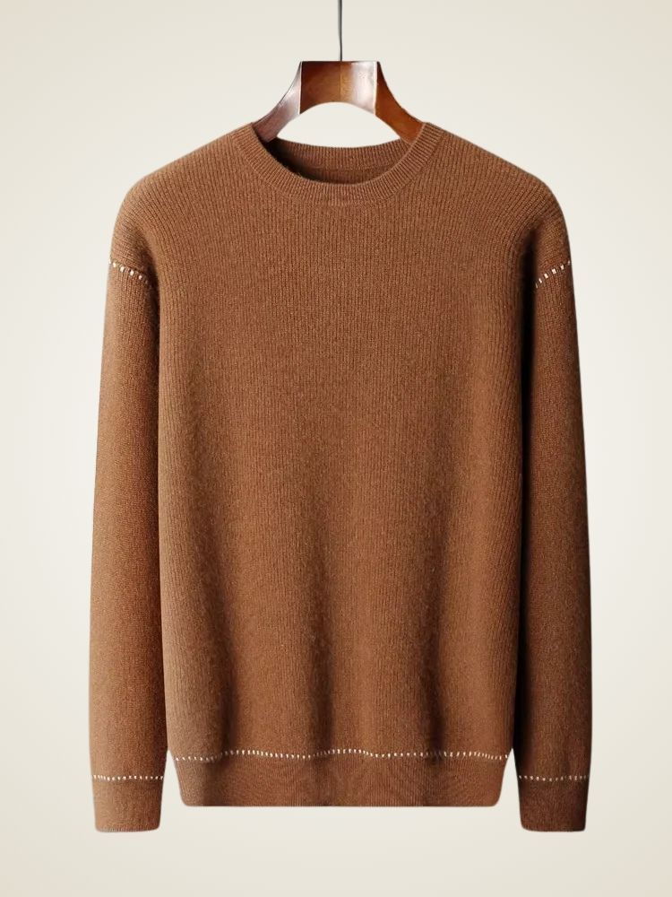 Liam - Brown Crewneck Cashmere Sweater | The Cashmere Studio