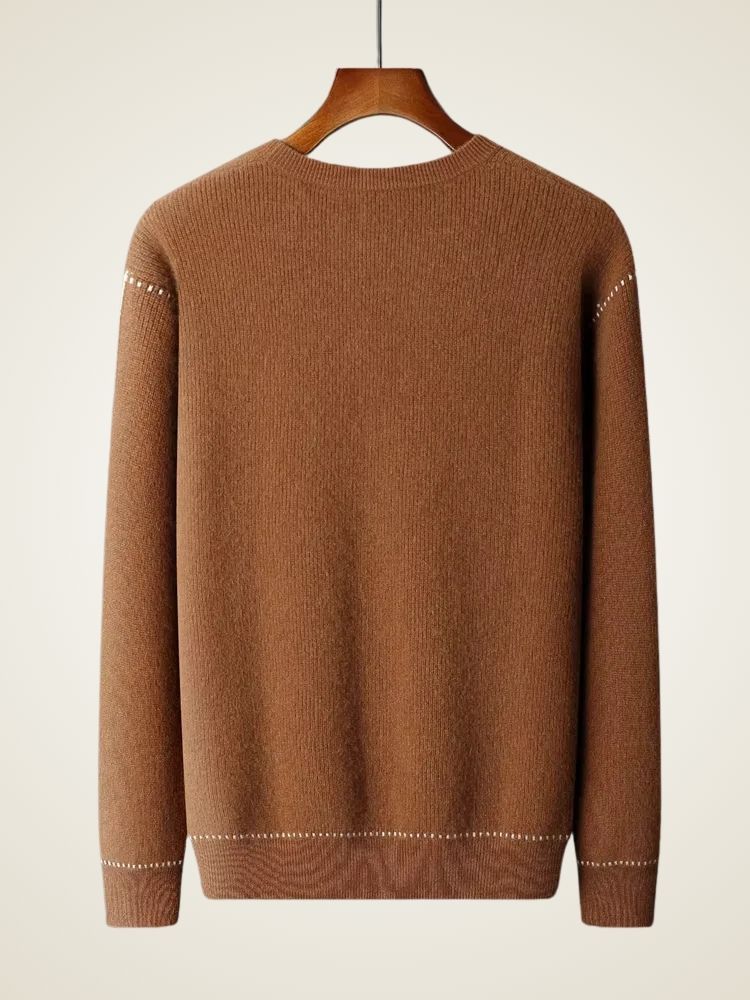 Liam - Brown Crewneck Cashmere Sweater | The Cashmere Studio