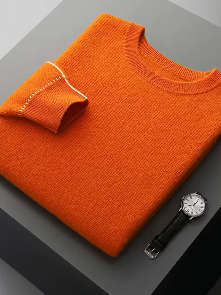 Liam - Orange Crewneck Cashmere Sweater | The Cashmere Studio