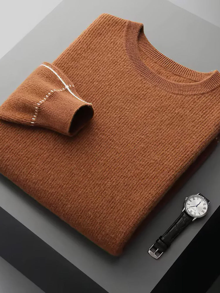 Liam - Brown Crewneck Cashmere Sweater | The Cashmere Studio