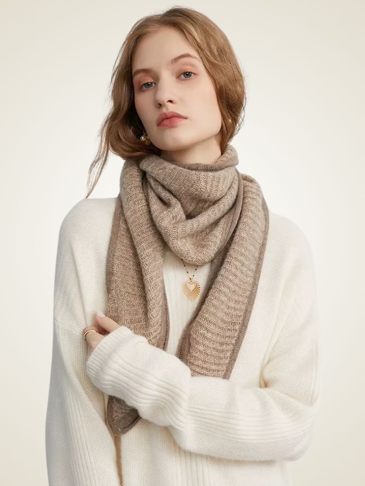 Kendall - Taupe Two Tone Cashmere Scarf | The Cashmere Studio