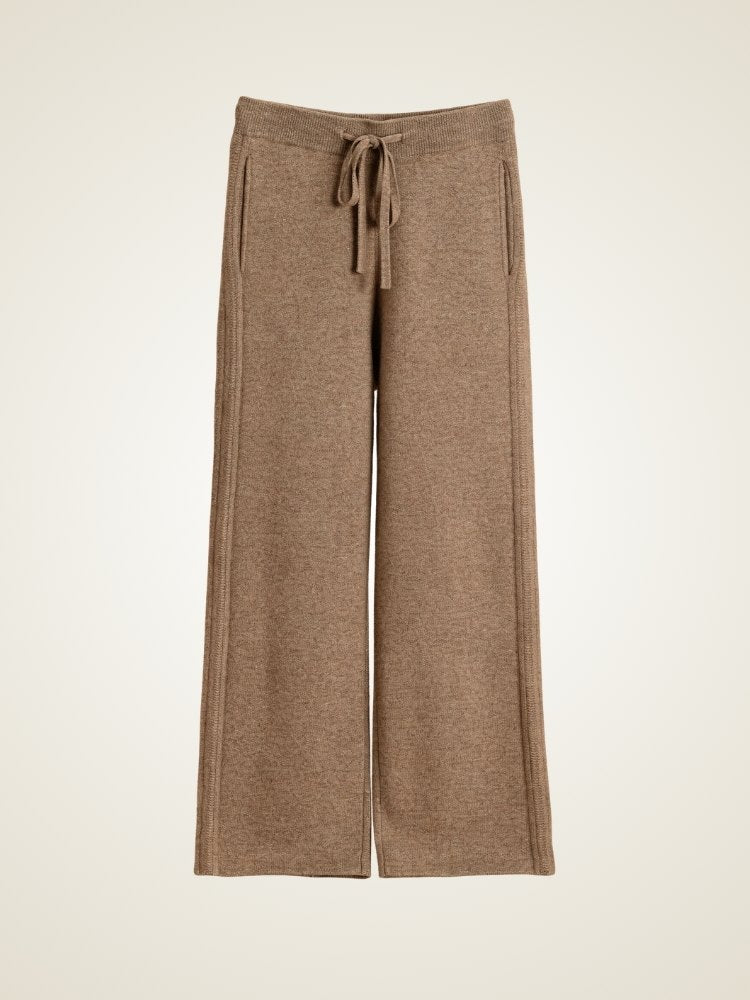 Viana - Taupe Wide-Leg Cashmere Pants | The Cashmere Studio