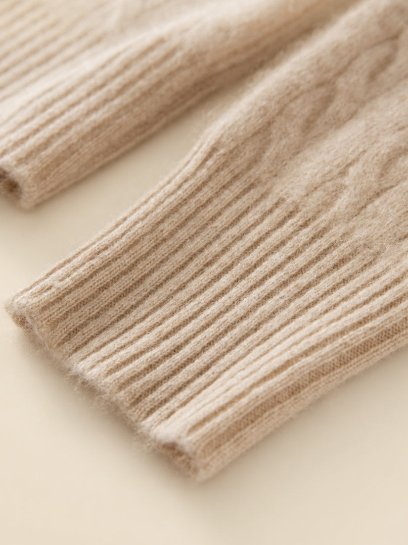 Terelith — Cable-Knit Cashmere Ribbed Cuff Detail | The Cashmere Studio