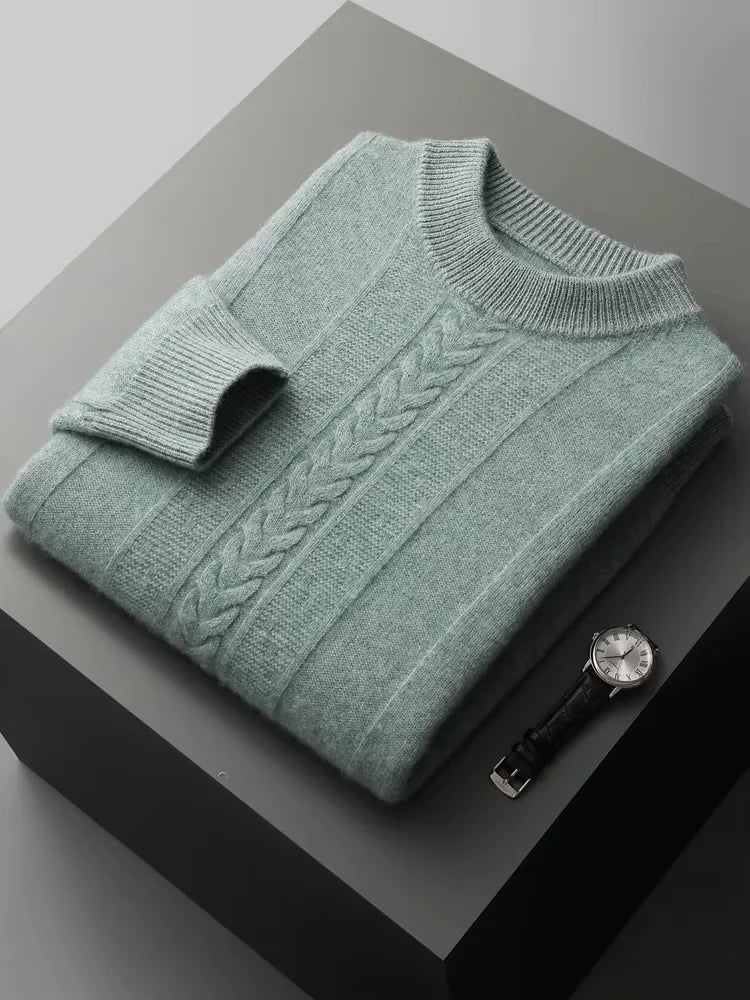 Theodore - Sage Green Crewneck Cashmere Sweater | The Cashmere Studio