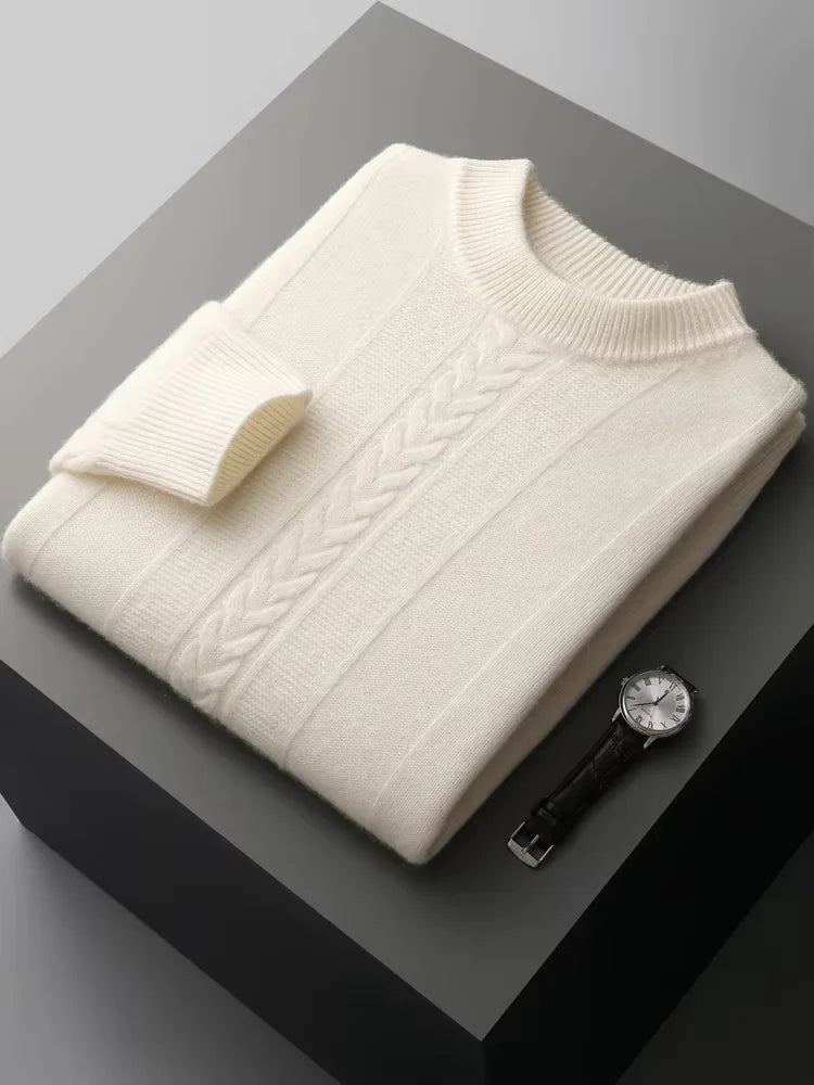 Theodore - White Crewneck Cashmere Sweater | The Cashmere Studio