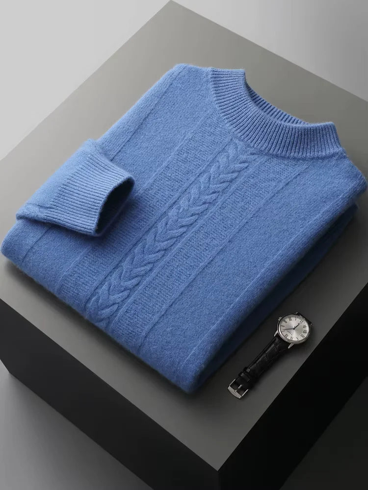 Theodore - Blue Crewneck Cashmere Sweater | The Cashmere Studio